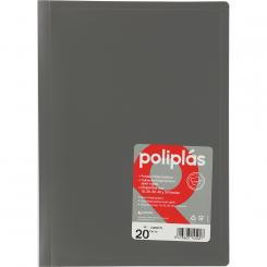 Grafoplas carpeta con fundas Poliplas 20 Fundas  Folio Gris