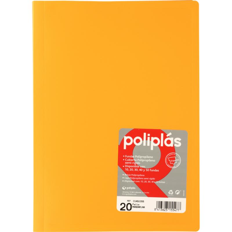 grafoplas-carpeta-con-fundas-poliplas-20-fundas-folio-mandarina