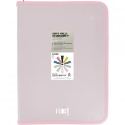 GRAFOPLÁS Carpeta de anillas con cremallera PP 4D25 A4+ Like3 Rosa Soft