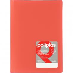GRAFOPLÁS Carpeta de fundas POLIPLAS 50 Fundas Folio Coral