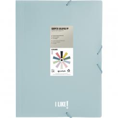 GRAFOPLÁS Carpeta de gomas y 3 Solapas Fº PP  Like3 Azul Claro