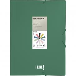 GRAFOPLÁS Carpeta de gomas y 3 Solapas Fº PP  Like3 Verde Oscuro