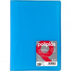 Grafoplas carpeta Poliplas 20 Fundas Folio translúcida azul