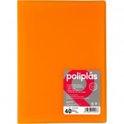 Grafoplas carpeta Poliplas 40 Fundas Folio translúcida naranja