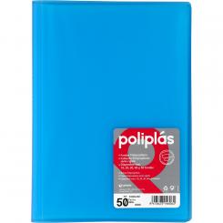 Grafoplas carpeta Poliplas 50 Fundas Folio translúcida azul