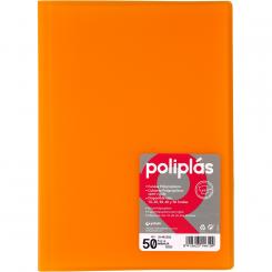 Grafoplas carpeta Poliplas 50 Fundas Folio translúcida naranja