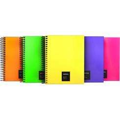 Grafoplas Libreta Cuaderno espiral Forrado A6 Cuadriculado 5 70G Unequal Fluor Amarillo