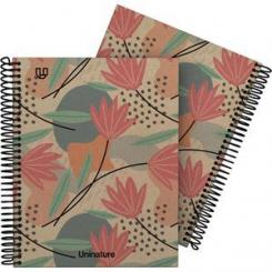 GRAFOPLÁS Cuaderno Libreta de espiral Forrado A5 80H 90G cuadriculado 4x4mm Uninature Flores