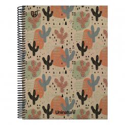 GRAFOPLÁS Cuaderno Libreta de espiral Forrado A5 80H 90G cuadriculado 4x4mm Uninature Cactus