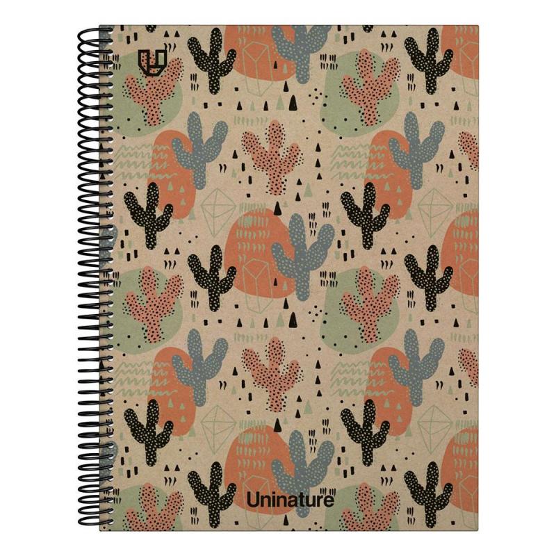 GRAFOPLÁS Cuaderno de espiral cuadriculado For.A5 80H 90G 4X4 Uninat Cactus
