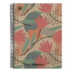 GRAFOPLÁS Cuaderno Libreta de espiral cuadriculado Forrado A4+ 100H   90G cuadriculado 5x5mm Uninature Flores