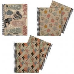 GRAFOPLÁS Cuaderno Libreta de espiral cuadriculado Forrado A4+ 100H   90G cuadriculado 5x5mm Uninature Cactus