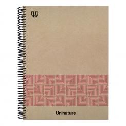 GRAFOPLÁS Cuaderno Libreta de espiral Forrado A4 80H 90G Liso Uninature Rosa