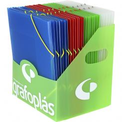 Grafoplas Expositor 28 Uds Carpeta de gomas COLORGRAF 3 Solapas A5