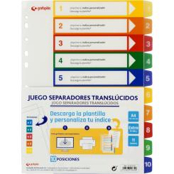 Grafoplas Juego Separadores PP 0,3 A4 10POS/10COL.11T