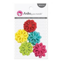Grafoplas ANITA Y SU MUNDO Pack 25 Flores 3CM Fieltro colores surtidos