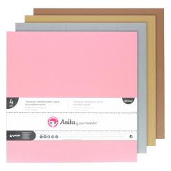 Grafoplas Pack 4  Texturas Metalizadas Encuadernar Tela