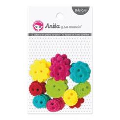 Grafoplas ANITA Y SU MUNDO Pack 40 Botones  Fieltro Surtidos