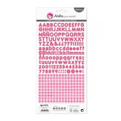 Grafoplas ANITA Y SU MUNDO Pack 5 Abecedario y números Pegatinas Fucsia