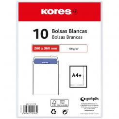 KORES Paquete 10 Bolsa 162X229 Blanco 90G Silicona Open