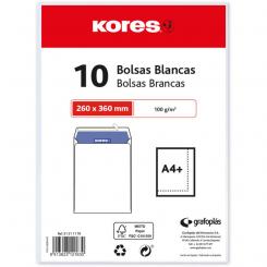 KORES Paquete 10 Bolsa Bca.250X350 100G Tira Silicona