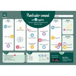 GRAFOPLÁS Planificador planning Vade sobremesa Semanal A3 en español (verde)