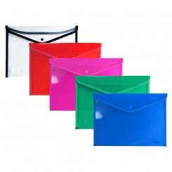 GRAFOPLÁS Sobre translúcido con broche PP Rayado 1/4 CON RIBETE Tela Rojo