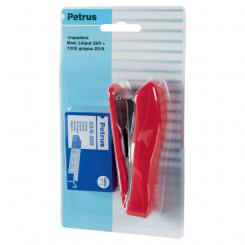 Grapadora PETRUS Liliput 200 + 1 Caja grapas 23/6-200 (blíster) colores surtidos