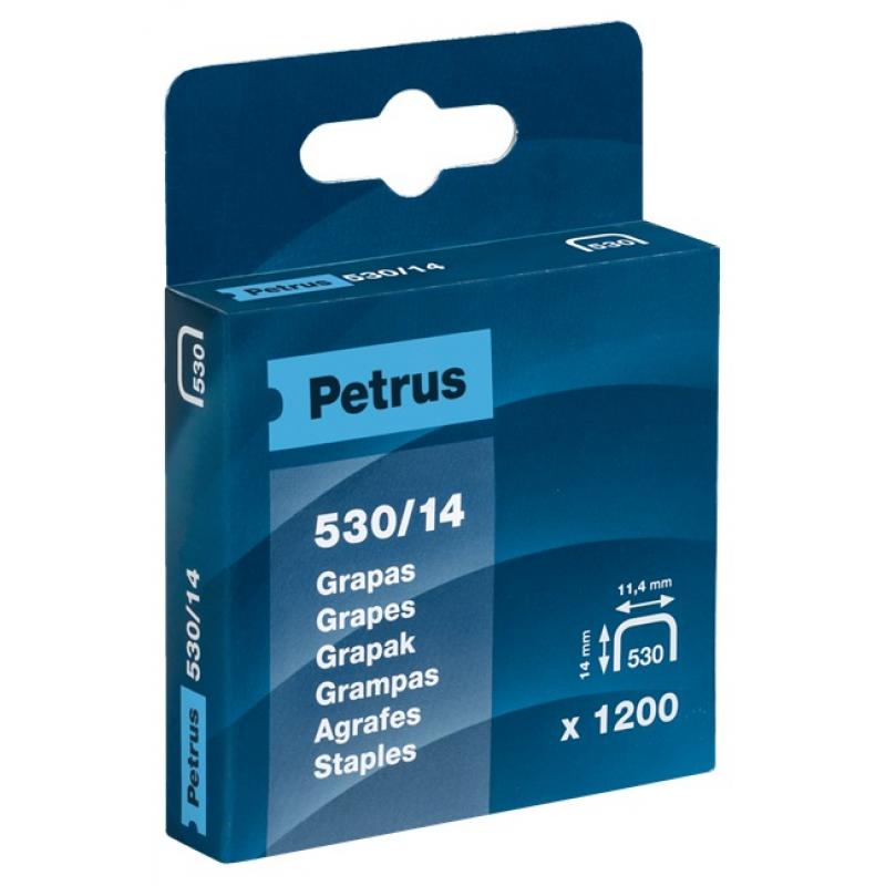 Grapas PETRUS mod. 530/14 mm. Caja 1200 unid. cobreada