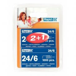 Grapas RAPID 24/6 mm. 3 x1000 Standard (blíster) galvanizada
