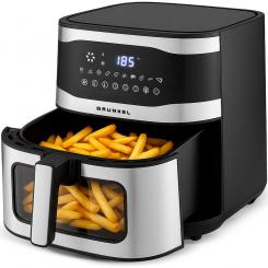Grunkel MAXYSTEELFRYER freidora Sencillo 9 L Independiente 2200 W Freidora de aire caliente Negro, Acero inoxidable