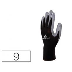 Guantes DELTAPLUS De Punto Poliester Palma De Nitrilo Especial Para Mecanica grasas Aceites Negro-gris Talla 9