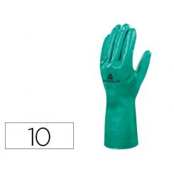 Guantes DELTAPLUS Tratado En Nitrilo Flocado De Algodon Especial Para Trabajos con Liquidos Quimicos Talla 10