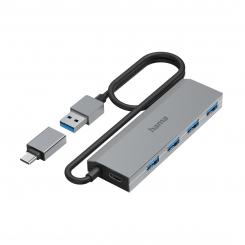 Hama 00200138 hub de interfaz USB 3.2 Gen 1 (3.1 Gen 1) Type-A + Type-C 5000 Mbit/s Antracita, Gris