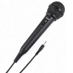 Hama Micrófono dinámico DM20, micrófono de mano, con conector jack de 3,5 mm y de 6,35 mm, con adaptador para conectarlo a un sistema estéreo, color Negro
