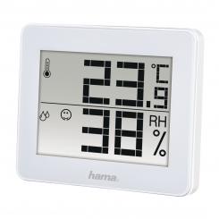 Hama Termómetro e Higrómetro Digital (Control de humedad y temperatura de interiores, Almacenamiento de datos), Color Blanco