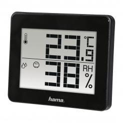 Hama Termómetro e Higrómetro Digital (Control de humedad y temperatura de interiores, Almacenamiento de datos), Color Negro