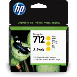 HP DesignJet T200/T600, 3 Pack Cartuchos Amarillo 712