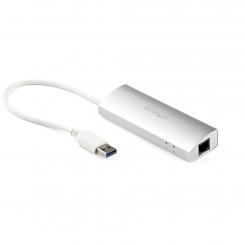StarTech.com Hub Concentrador de 3 Puertos USB 3.0 (5Gbps) con Adaptador de Red Ethernet Gigabit