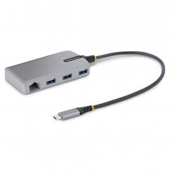 StarTech.com Hub USB-C de 3 Puertos USBA - USB 3.0 de 5Gbps - Alimentado por el Bus - Concentrador USB-C de 3 Puertos USB-A - Ladrón USB-C Portátil - Red Ethernet RJ45 Gigabit