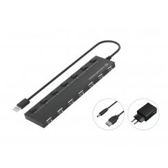 Conceptronic HUBBIES08BP hub de interfaz USB 2.0 480 Mbit/s Negro