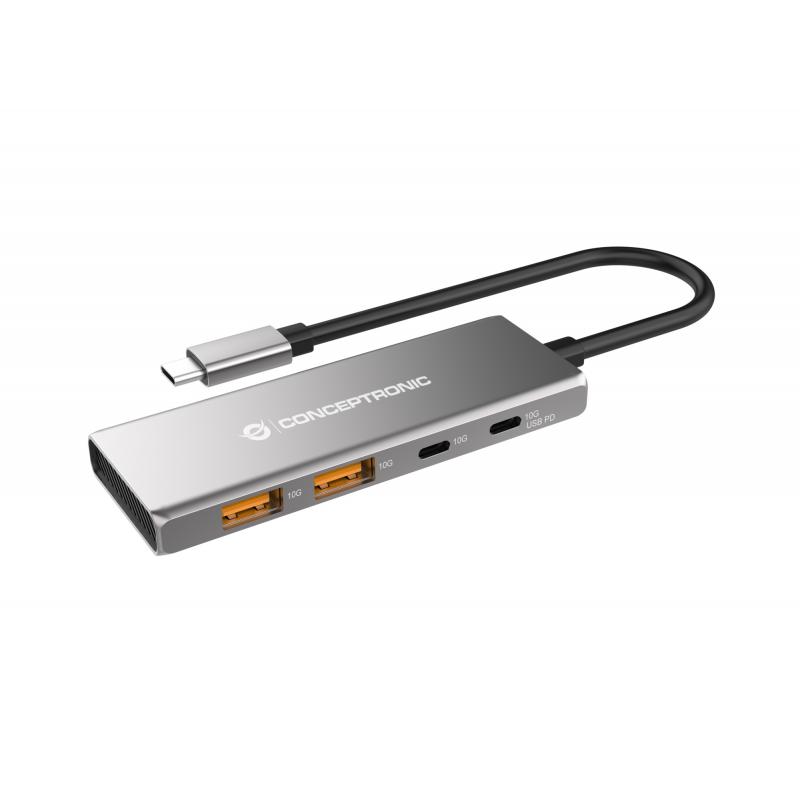 hubbies15g-hub-de-interfaz-usb-32-gen-2-31-gen-2-type-c-10000-mbit-s-gris