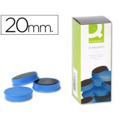 Iman para sujecion Q-CONNECT ideal para pizarras magneticas20 mm azul caja de 10 unidades