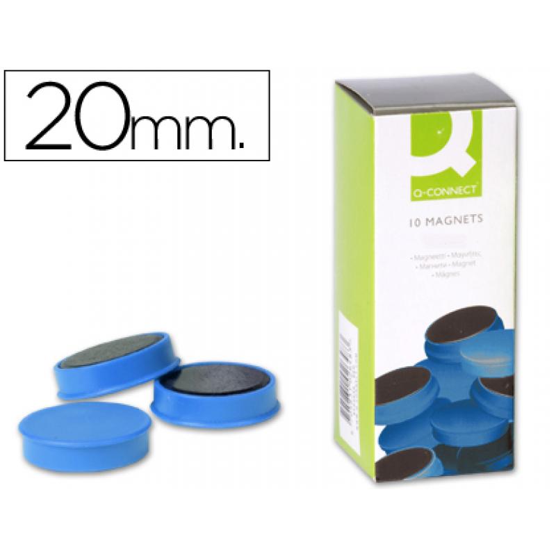 imanes-para-sujecion-q-connect-ideal-para-pizarras-magneticas20-mm-azul-caja-de-10-imanes