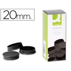 Imanes Para Sujecion Q-CONNECT Ideal Para Pizarras Magneticas20 mm Negro -Caja De 10 Imanes