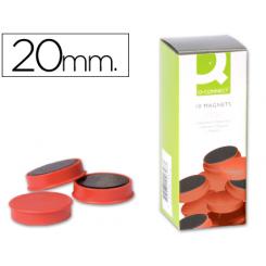 Iman para sujecion Q-CONNECT ideal para pizarras magneticas20 mm rojo caja de 10 unidades