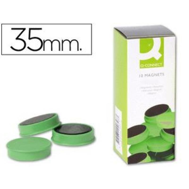 imanes-para-sujecion-q-connect-ideal-para-pizarras-magneticas35-mm-verde-caja-de-10-imanes