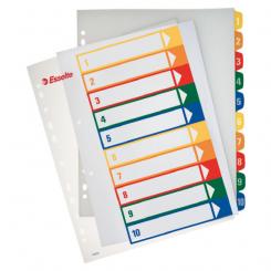Índice de proyectos Imprimible ESSELTE. DIN A4. Pestañas PP 1-10, multicolor