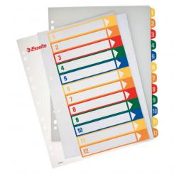 Índice de proyectos Imprimible ESSELTE. DIN A4. Pestañas PP 1-12, multicolor