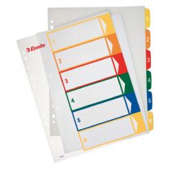 Índice de proyectos Imprimible ESSELTE. DIN A4. Pestañas PP 1-6, multicolor